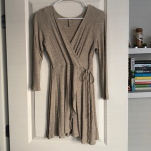 Oatmeal long sleeve mini dress